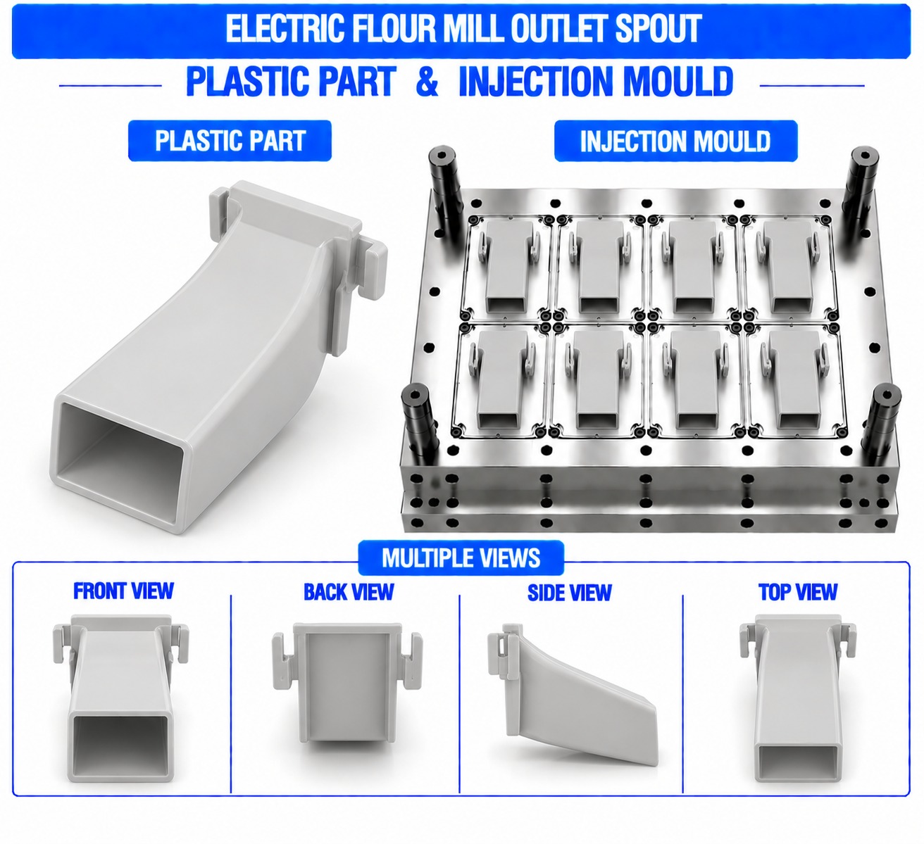Electric Flour Mill Plastic Outlet Spout Mould and Moulding Service